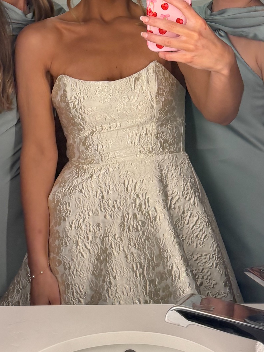 ELLIATT Galadirel Ivory Gold Jacquard Bridal Mini Dress S – Wedding Second Look